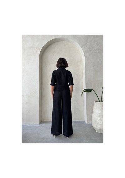 Verymoda Kelebek Detaylı Plise Gömlek D2782 SİYAH