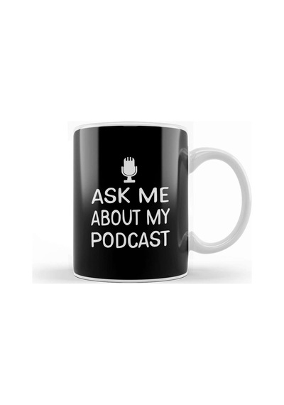Ask Me About My Podcast Host Kupa Bardak Porselen Karışık