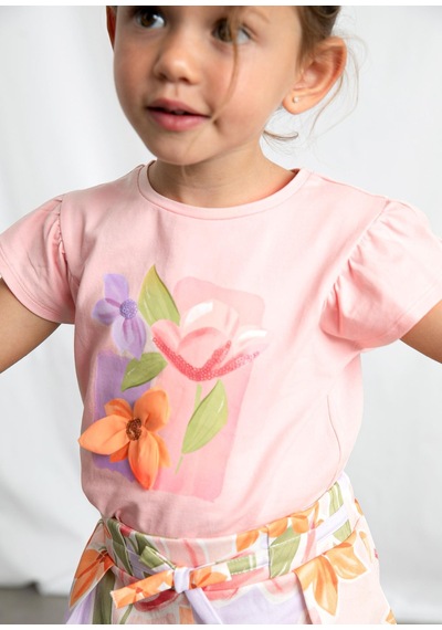 Mayoral Kız Çocuk Baskılı Tshirt Pembe Pembe