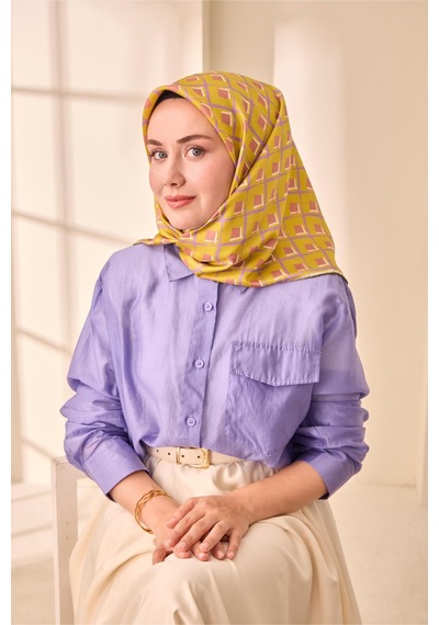Silk Home Twill İpek Eşarp 11474 - 90 X 90 / Asit Yeşili,mor,beyaz - 58 Asit Yeşili,mor,beyaz - 58