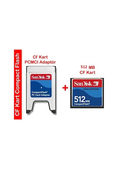 512 Mb Cf Compact Flash Hafıza Kartı + Adaptör