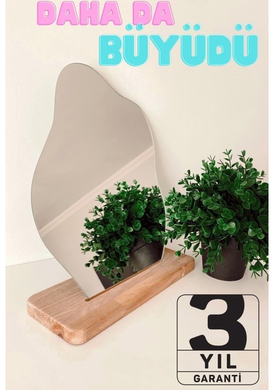 Evcazım 35 Cm X 28 Cm Düzensiz Estetik Makyaj Aynası Çerçevesiz, Dekoratif Masa Üstü Ayna Yatak Oda