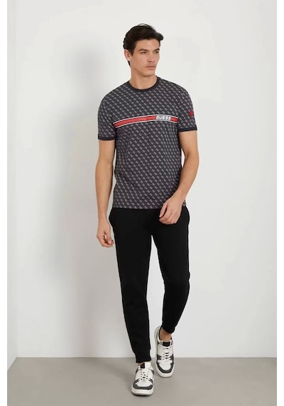 Guess Erkek Tamamı Logolu T-shirt Siyah
