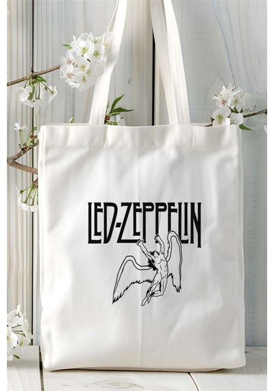Art Hediye Led Zeppelin Baskılı Bez Çanta Kişiye Özel Model 1 Çok Renkli