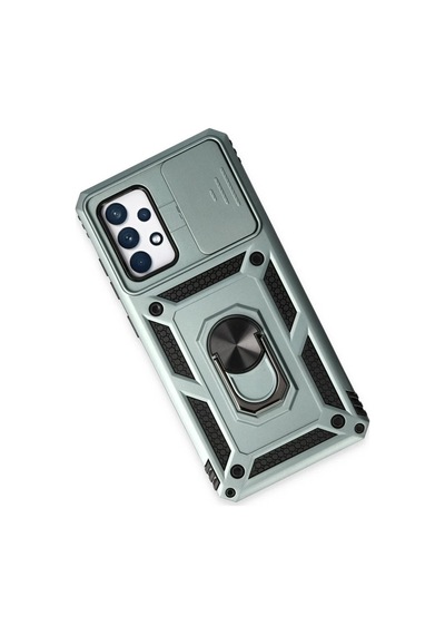 Samsung Uyumlu Galaxy A72 Uyumlu Kılıf Pars Lens Yüzüklü Silikon - Yeşil