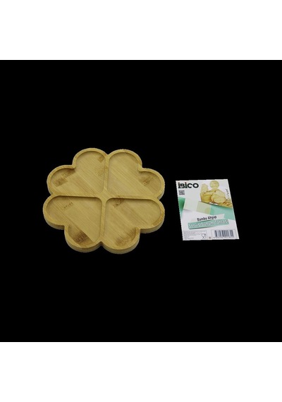 Hubrendy Tedarik Bambu Yuvarlak 4 Bölmeli Sunum Tepsisi 21x1.4 Cm 36'lı Paket