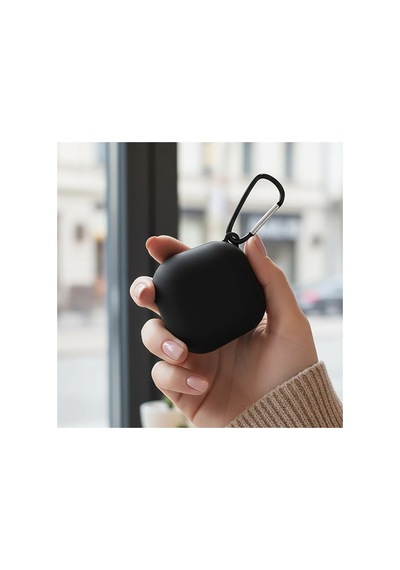 Caseonn Galaxy Buds Live - Buds Pro Kılıf Askı Aparatlı Mat Silikon Siyah