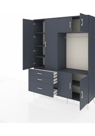 Hyperion Gardrop 7 Raflı 3 Çekmeceli Tek Askılı 176x44x221 Antrasit-antrasit Antrasit Hyperion Gardrop 7 Raflı 3 Çekmeceli Tek Askılı 176x44x221 Antrasit-antrasit Antrasit