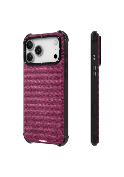 Apple Uyumlu iPhone 17 Pro Max Kılıf M-safe Şarj Özellikli Youngkit Canvas Serisi Kapak Mürdüm Mürdüm
