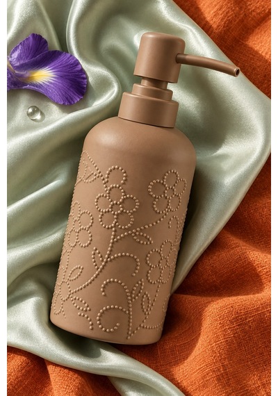 Rosıe Vizon Çiçek Dokulu Yuvarlak Seramik Sıvı Sabunluk 350 Ml Karışık
