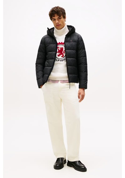 Tommy Hilfiger Erkek Mid Weight Kapüşonlu Jacket Mont - Siyah Triple Black