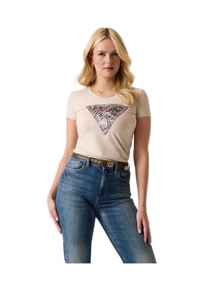 Guess W6gı19k3042k3042 Ss Cn Zebra Triangle Kadın Tişört Krem