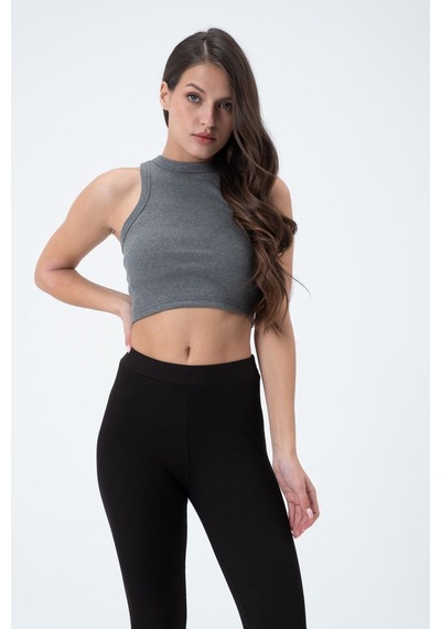 Quhox Kadın Kaşkorse Crop Atlet Gri
