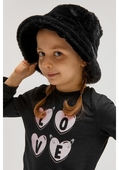 Benitto Kids Benittokids Kız Çocuk Peluş Bucket Şapka 7001-siyah