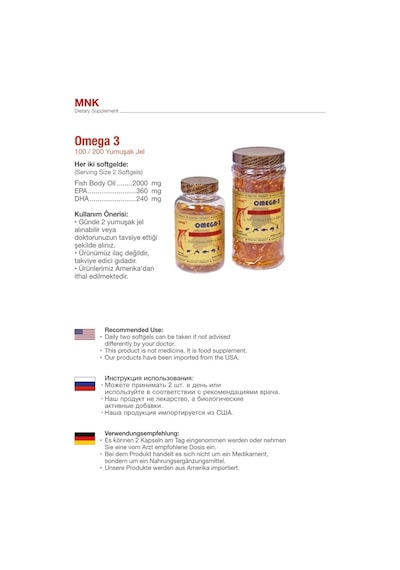 Mnk Omega 3 Balık Yağı 200 Softgel Alaska Deep Sea Fish Oil