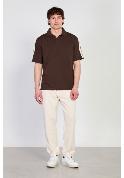 Barrels And Oıl Erkek Omzu Biye Detaylı Polo Yaka T-shirt - Kahve Kahve
