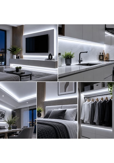 Şerit Led Beyaz 220v Yüksek Parlaklık 120 Led/m Tak Çalıştır Fişli Anahtarlı Silikonlu İç/dış Mekan 30 Metre
