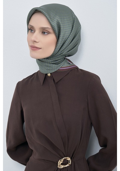 Armine Saf İpek Sura Eşarp-2026 İlkbahar-yaz- 952800d Yeşil-bordo