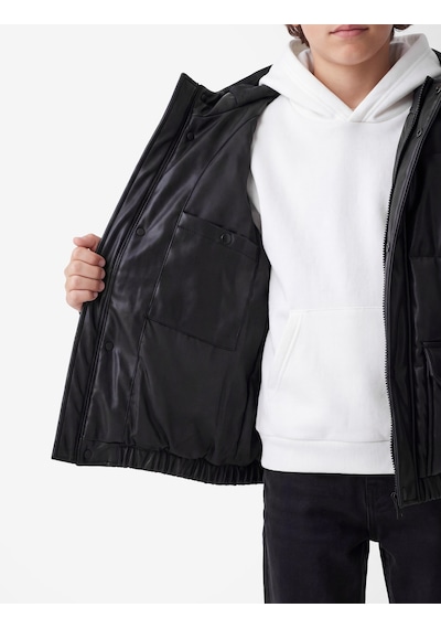 Koton Cepli Uzun Kollu Su Geçirmez Oversize Kapşonlu Ceket Siyah 7wkb20006tw