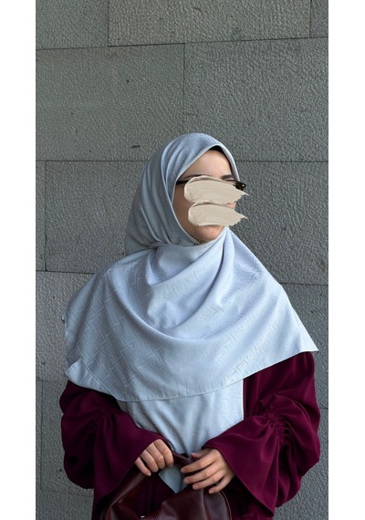 Qalortex Scarf Premium Jakarlı Sare Büyük Boy Eşarp -gümüş