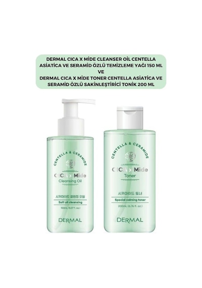 Dermal Cica X Mide Centella Asiatica Özlü Temizleme Yağı 150 ML + Tonik 200 ML