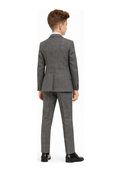 Ahengim Erkek Çocuk Slim Fit Dokulu Çizgili Klasik Takım Elbise Ak197-198 Gri