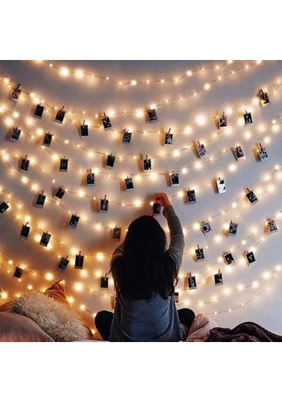 Peri Led Işık 3 Metre Sarı Pilli Aydınlatma Şerit Led Saçak Spot Süsleme 5 Adet .