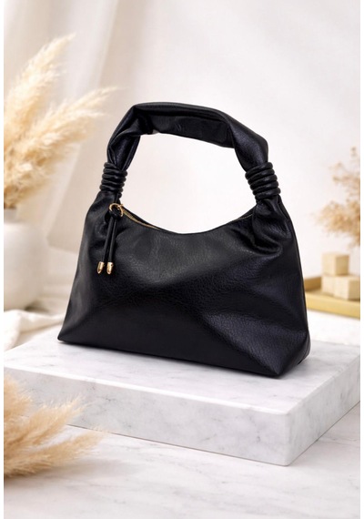Addy Siyah Luna Hobo Pebble Velvet El Ve Omuz Çantası siyah