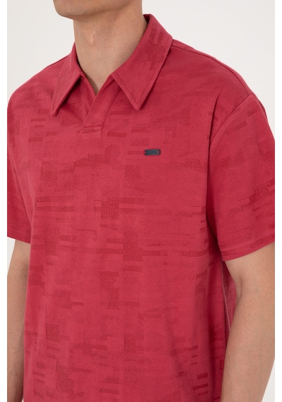 U.S. Polo Assn. Erkek Comfort Fit Kaçık Yaka Vişne Tişört 50303224-VR223