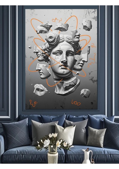 Ahşap Tablo Heykel Başı Modern Sanat