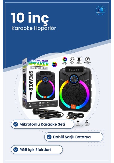 Bluetooth Hoparlör " Karaoke Mikrofonlu Şarjlı Rgb Taşınabilir Se