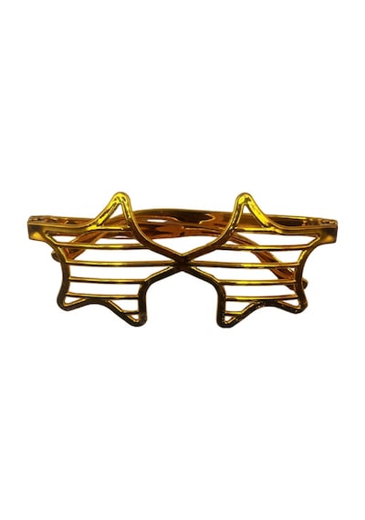 Parti Gözlük Plastik Camsız Panjur Yıldız Şekilli Gold 14x6 Cm