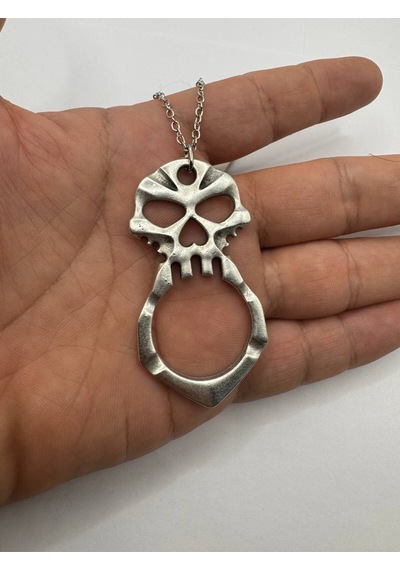 Kurukafa Figürlü Gotik Tarz Kolye Gümüş Renk Unisex Zamak Metal Takı Çok renkli