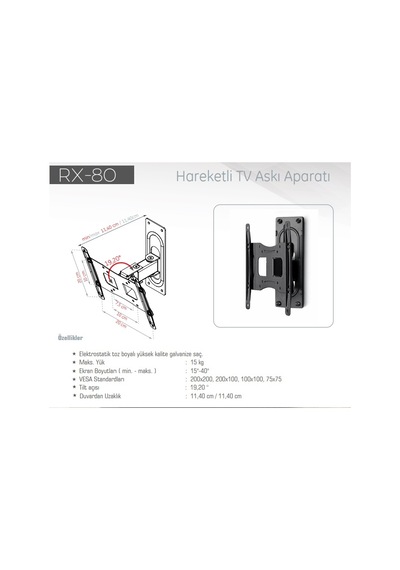 Rx 80 15'' 40'' Hareketli Tv Askı Aparatı