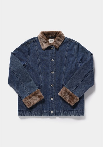 Colin's Colins Denim Kumaş Şardonla Lamine Edilmiştir Regular Fit Düğmeli Astarsız Kadın Mid İndigo Denim Ceket Cl1083248 Q1.v2 Dn45273