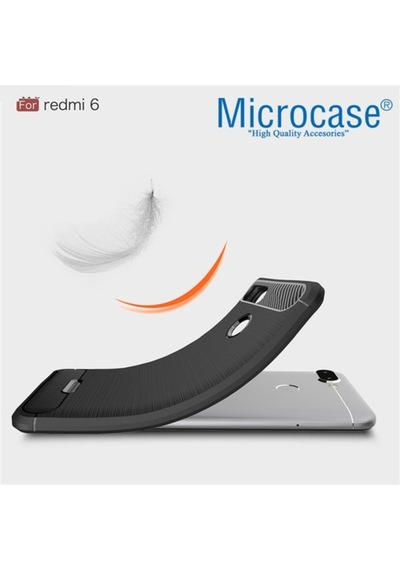 Microcase Xiaomi Redmi 6 Brushed Carbonfiber Silikontpu Kilif+Cam 277549868 - Seçenek / Cam Koruma-Cam Istiyorum
