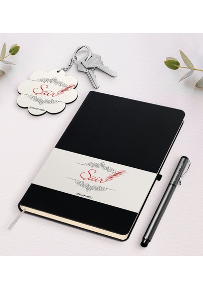 Kişiye Özel Şair Siyah Defter Kalem Ve Anahtarlık Seti
