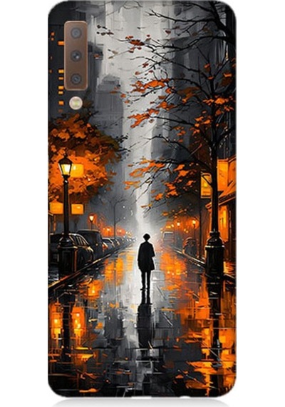 Samsung Galaxy A7 2018 Uyumlu Gece Yalnızlığı Desenli Silikon Kılıf