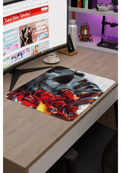 Metal Gear Solid Kaymaz Dikişli Kauçuk Oyuncu Mousepad V3 - 48x40 Xl Gaming Mouse Pad Fare Altlığı