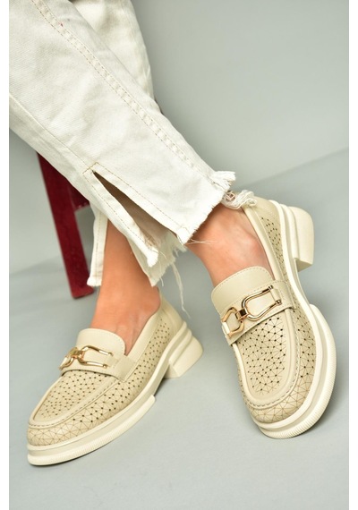 Fox Shoes U704126509 Bej Loafer Makosen Kadın Ayakkabı Bej
