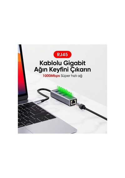 4'ü 1 Arada Type-c Hub Çoklayıcı - 1000mbps Gigabit Ethernet Rj45 Ve 3 Port Usb 3.0 Adaptör-jl-c3103a