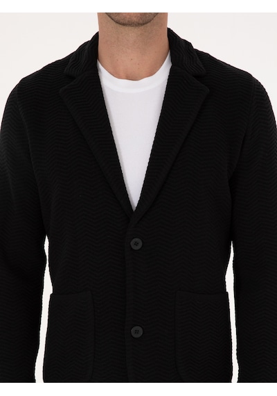 Cacharel Siyah Slim Fit Pamuk Karışımlı Triko Hırka