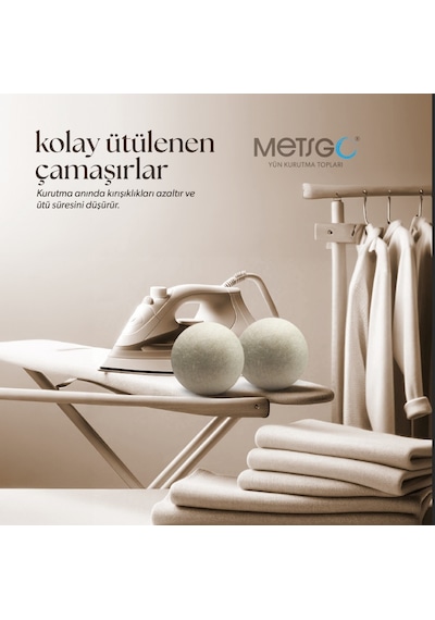 METSGO  ( 6 Adet ) Yün Kurutma Topu - Doğal Yumuşatıcı- Kırışık Makinesi İçin