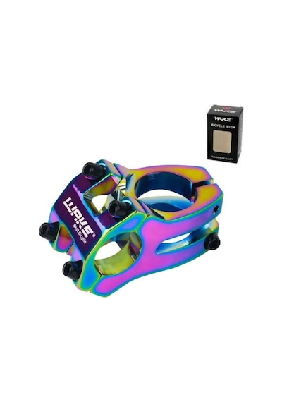 Bisiklet Kısa Gidon Boğazı Wake Alüminyum Rainbow Rengarenk Yedek Parça 31,8mm Siyah