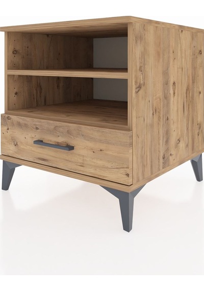 Kronos Komodin 2 Raflı Tek Çekmeceli 60x59x64 Çam-çam Çam