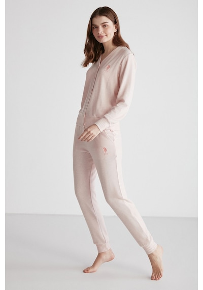 U.S. Polo Assn. U.s Polo Assn. 16956 Kadın Pembe Melanj Patlı Uzun Kollu Pijama Takımı -pembemelanj Pembe Melanj