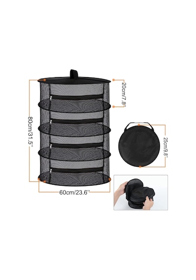 Sebze Meyve Kurutma Filesi Ktlanabilir Siyah 60cm 4 Bölmeli Kurutma Filesi Diğer
