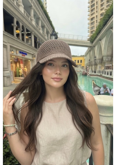 Mollycrush Kadın Vizon Simli Delikli Şapka Işıltılı Ajurlu Kep Modeli Vizon