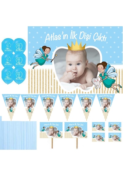 Diş Hediği, Buğdayı Erkek Bebek Süsleme Ve Magnet Seti Altın Kons +3