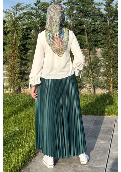 Rabia Şamlı Eliz Zümrüt Plise Etek Normal